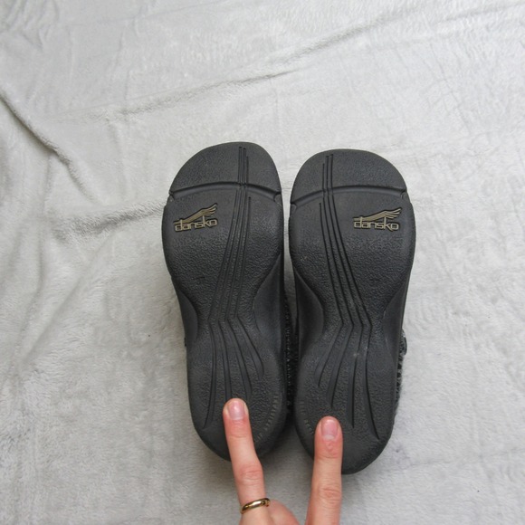 Dansko Womens Clogs 47EU 7US Black Leather Kenzie Slip on Knit Lofaers Shoes - Picture 12 of 14